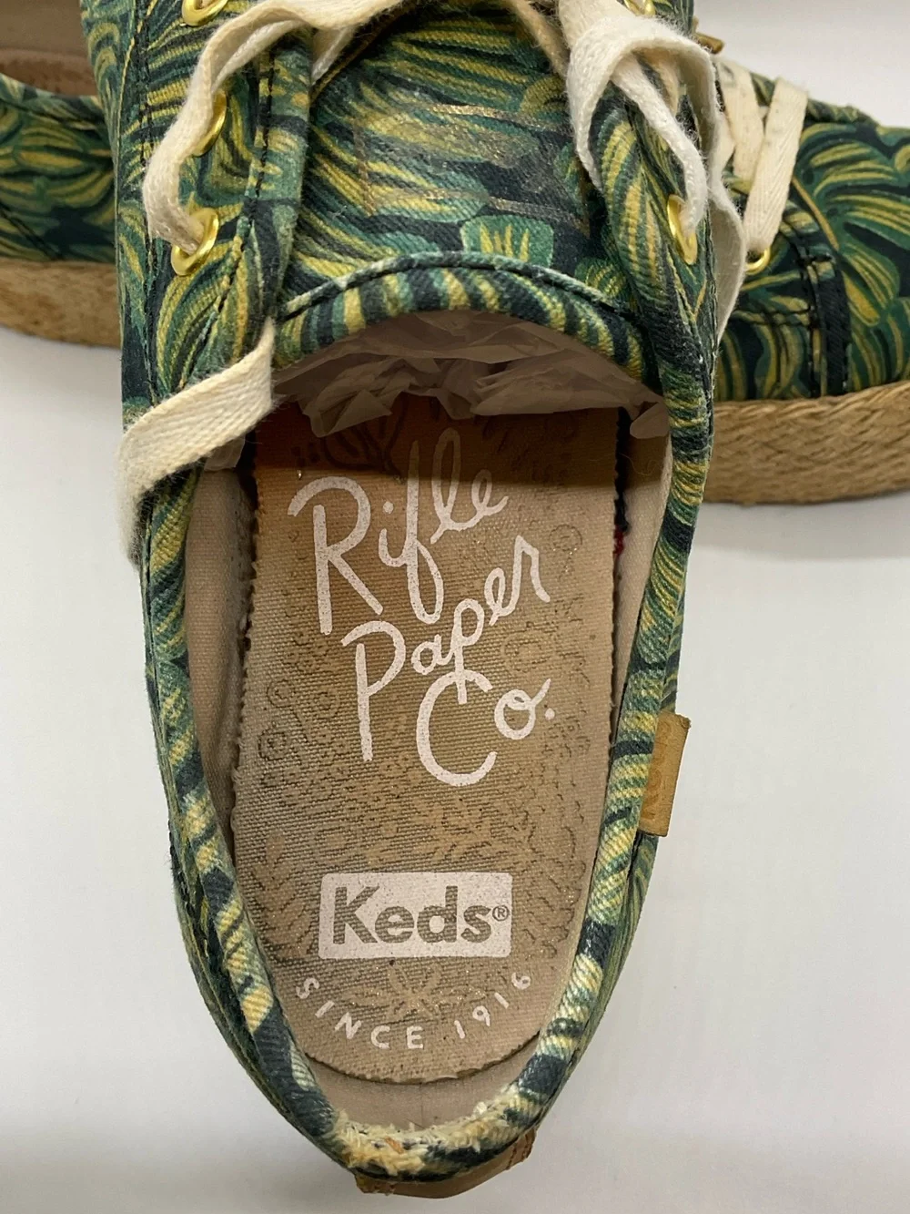 WOMEN'S KEDS X RIFLE PAPER CO TRIPLE KICK PALMS PLATFORM Espadrille SNEAKER 8.5